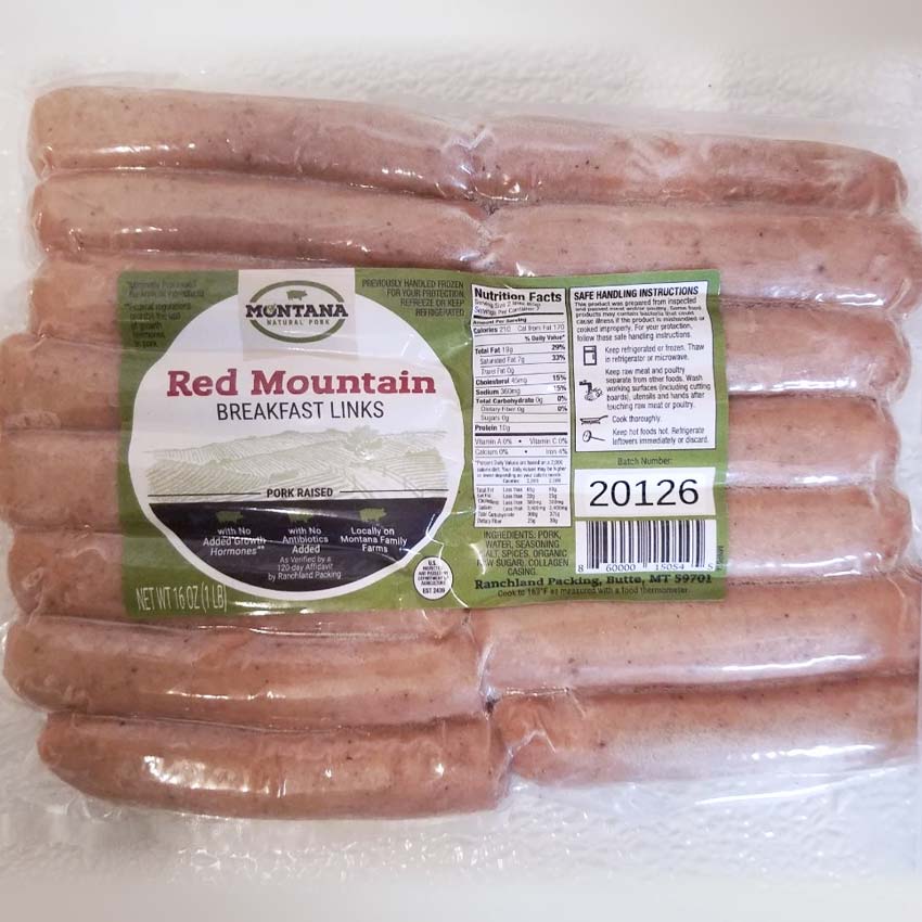 Pork Red Mountain Breakfast Sausage Links.